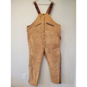 KEY Imperial Bib Overalls Mens 2XL Long Brown Insulated Duck Leg Zips USA Made